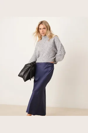 New Look – Satin-Midirock in mit Schrägschnitt