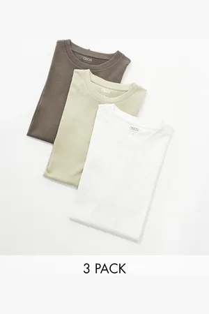 ASOS – Essential – 3er-Pack T-Shirts in mehreren Farben mit Rundhalsausschnitt