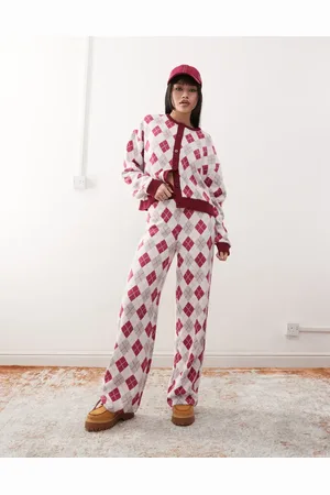 Reclaimed – Gerade geschnittene Hose mit Argyle-Muster, Kombiteil