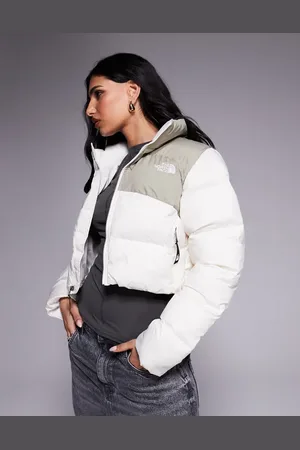 The North Face – Saikuru – Cropped Pufferjacke in Wollweiß mit Logo