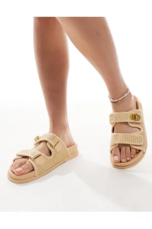 ASOS – Fawn – Fußbett-Slider in Natural mit Drehverschluss