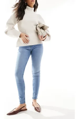 JDY – Skinny-Jeans in Mittelblau mit hohem Bund