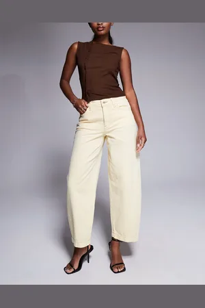 River Island – Barrel Jeans in Hellgelb