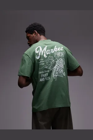 Topman – Oversize-T-Shirt in verwaschenem mit „Market“-Print auf Vorder- und Rückseite