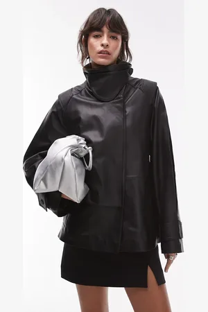 ASOS – Lederjacke in schwarzer Deconstructed-Optik