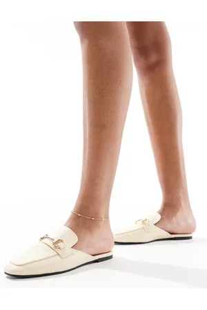 London Rebel – Loafer-Mules aus Bast in Naturfarbe mit Schnalle