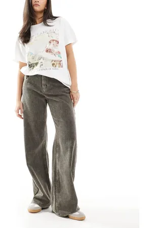 Pull&Bear – Jeans aus Cord in mit weitem Bein