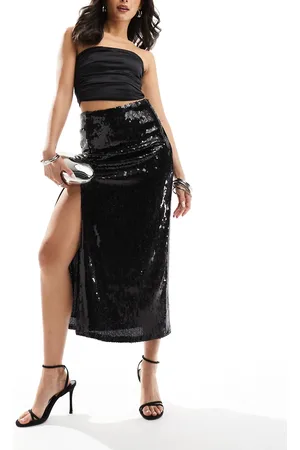 ASOS – Paillettenbesetzter Midaxi-Rock in mit Schlitz