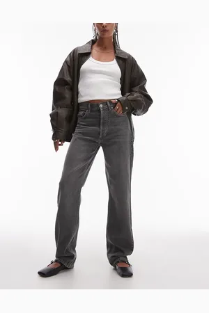 Topshop – Kort – Straight Jeans in mit hohem Bund
