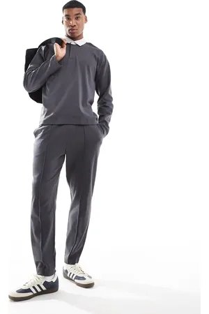 New Look – Hose aus Jersey in Dunkelgrau mit Biesen, Kombiteil