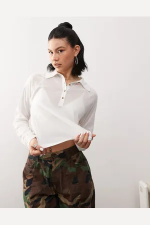 Reclaimed – Weiches Poloshirt in Creme mit lockerer Passform