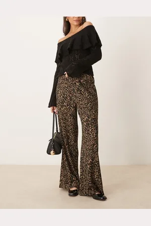 JDY – Strukturierte Hose mit weitem Bein und Leopardenmuster
