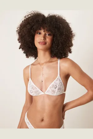 ASOS – Mila – Triangel-BH aus weißer Spitze mit Frontverschluss