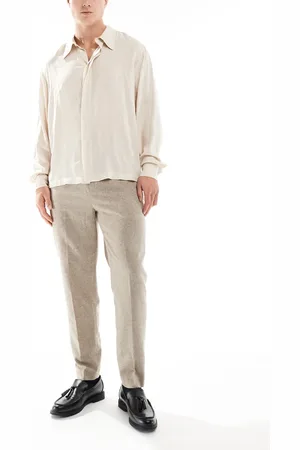 ASOS – Elegante, schmal zulaufende Hose aus Wollmix in Steinbeige