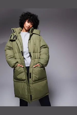 Hugo Blue – Flavia – Longline-Steppjacke in Dunkelgrün