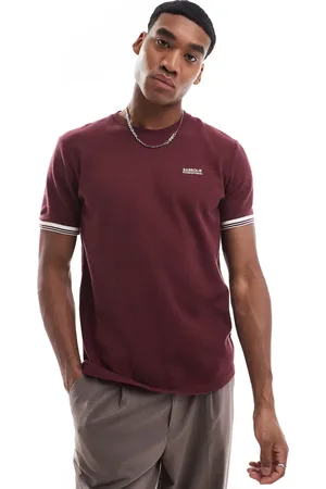 Barbour – Spencer – T-Shirt in Burgunderrot mit Zierstreifen in Schwarz