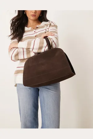 ASOS – Bowling-Tragetasche aus Wildleder in Schokobraun