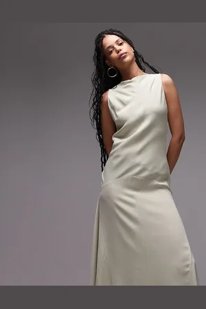 MANGO – Capsule – Ärmelloses Maxikleid in Blassgrün mit tiefer Taille