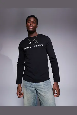 Armani Exchange – Langärmliges T-Shirt in mit Brust-Logo und schmalem Schnitt