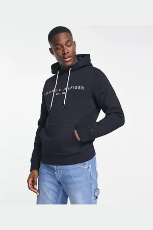 Tommy Hilfiger – Kapuzenpullover mit aufgesticktem Flaggenlogo, in Marine