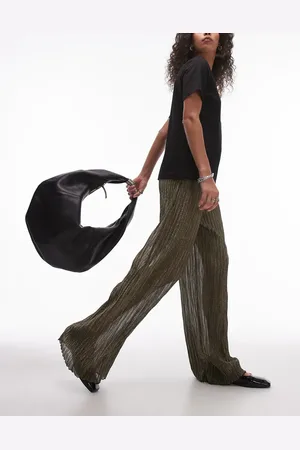 Topshop – Transparente Metallic-Hose in Schwarz und Gold mit weitem Bein