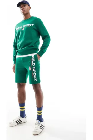 Ralph Lauren – Sport Capsule – Sweat-Shorts in Mittelgrün mit großem Flaggen-Logo, Kombiteil
