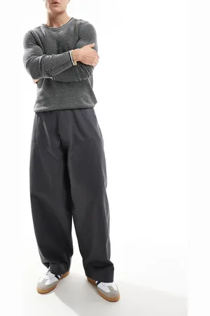 ASOS – Weite Oversize-Hose aus Canvas in Anthrazit mit Knieeinsatz