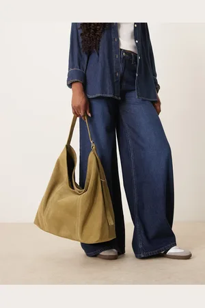 ASOS – Locker geschnittene Tragetasche aus Wildleder in Khaki