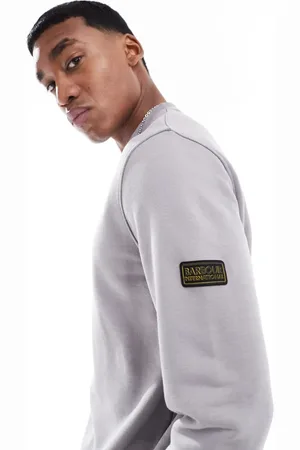 Barbour – Sweatshirt in Granitgrau mit Rundhalsausschnitt und Aufnäher