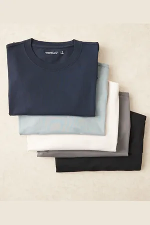 Abercrombie & Fitch – 5er-Pack Basic-T-Shirts in Grau und weiteren Farben