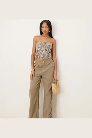 ASOS Tall – Hose in Khaki mit Leinenanteil und lockerem, geradem Schnitt