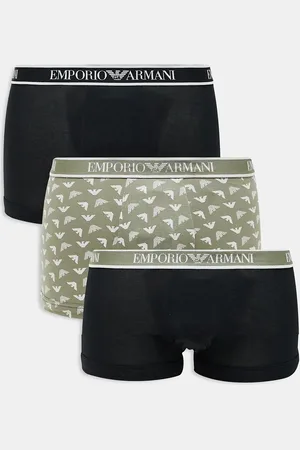 Emporio Armani – Bodywear – 3er-Pack Trunks in und Beige mit Core-Logobund