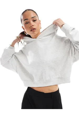 Bershka – Kastig geschnittener Kapuzenpullover in meliert