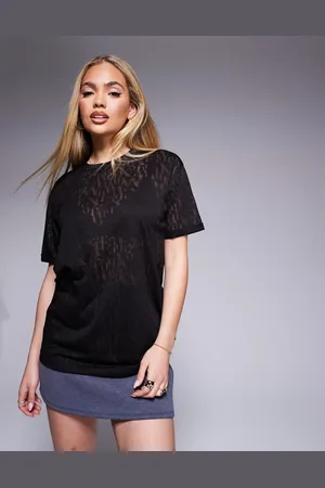 Armani Exchange – Netzstoff-T-Shirt in mit Logoprint