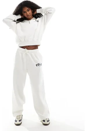 Ralph Lauren – Jogginghose in Wollweiß mit weitem Bein, Kombiteil