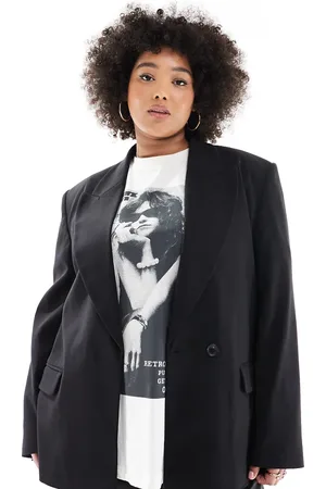 ASOS Curve – Zweireihiger Blazer in mit verstärkter Schulter