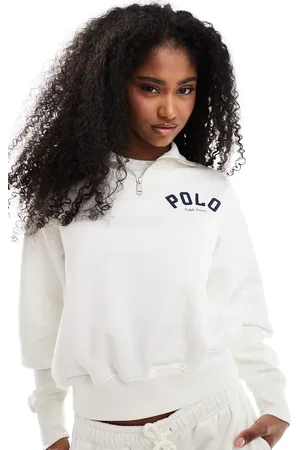 Ralph Lauren – Sweatshirt in Wollweiß mit kurzem Reißverschluss, Kombiteil