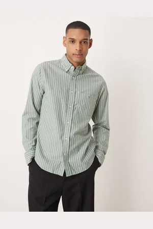 GANT – Gestreiftes Hemd aus gebürstetem Twill in mit normalem Schnitt und Logo