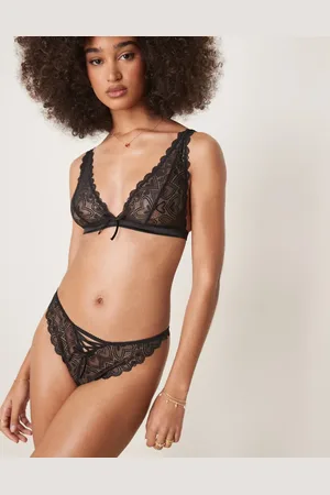 ASOS – Blake – Brazilian-Slip aus schwarzer Herz-Spitze mit Korsettdetail
