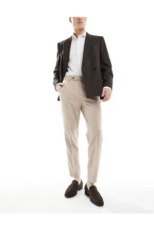 ASOS – Elegante, schmal zulaufende Hose aus Wollmix in Steinbeige