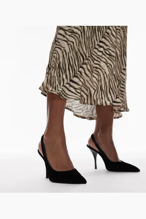 MANGO – Absatzschuhe aus schwarzem Samt mit Fersenriemen