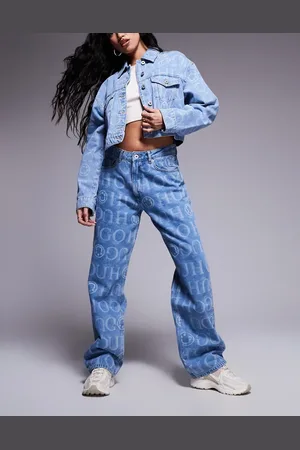 Hugo Blue – Elyah – Jeans in mit Allover-Logo-Print, Kombiteil