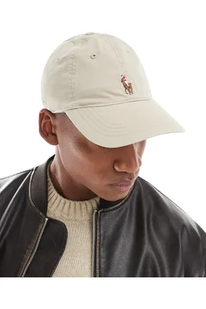 Ralph Lauren – Baseballkappe aus Stretch-Twill mit Polospielerlogo in Beige