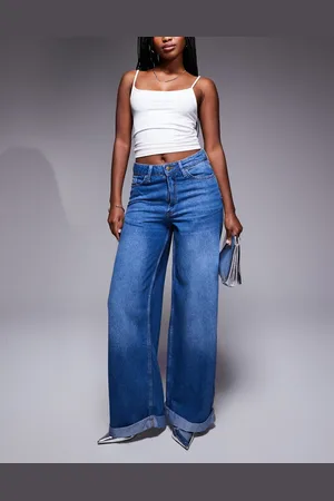 River Island –Jeans in verwaschenem Mittelblau mit superweitem Bein