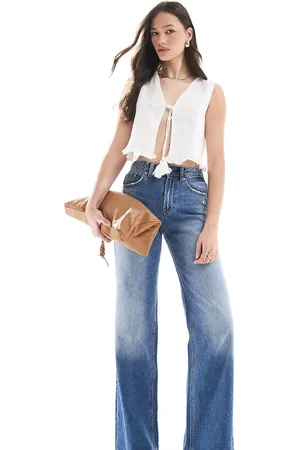 Stradivarius Tall – D92 – Straight Jeans aus Denim in dunkler Waschung