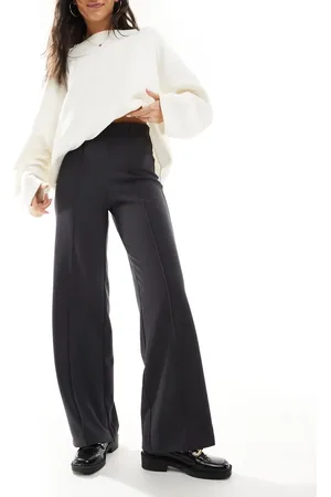 VERO MODA – Weit geschnittene Hose in Anthrazit mit Faltendetail auf der Vorderseite
