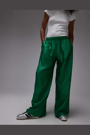 Topshop – Strukturierte Satinhose in mit geradem Schnitt und Tunnelzug