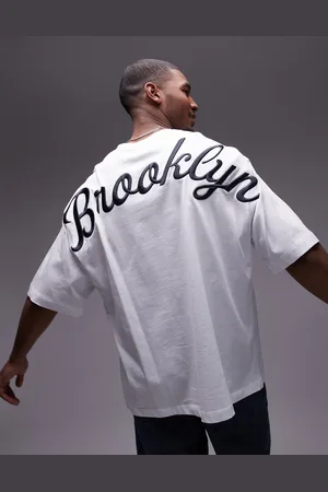 Topman – Schweres T-Shirt in mit „Brooklyn“-Stickerei auf Vorder- und Rückseite in extremer Oversize-Passform