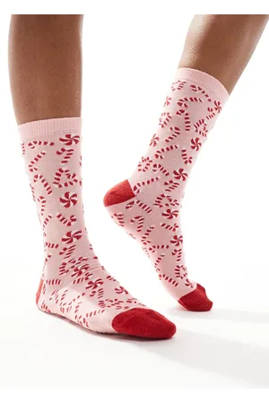 Accessorize – Weihnachten – Witzige Socken in und Rot mit Zuckerstangenmuster
