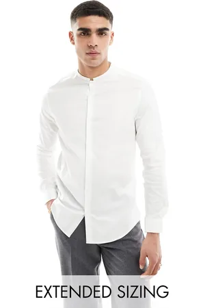 ASOS – Elegantes Regular-Fit-Hemd in mit Grandad-Kragen